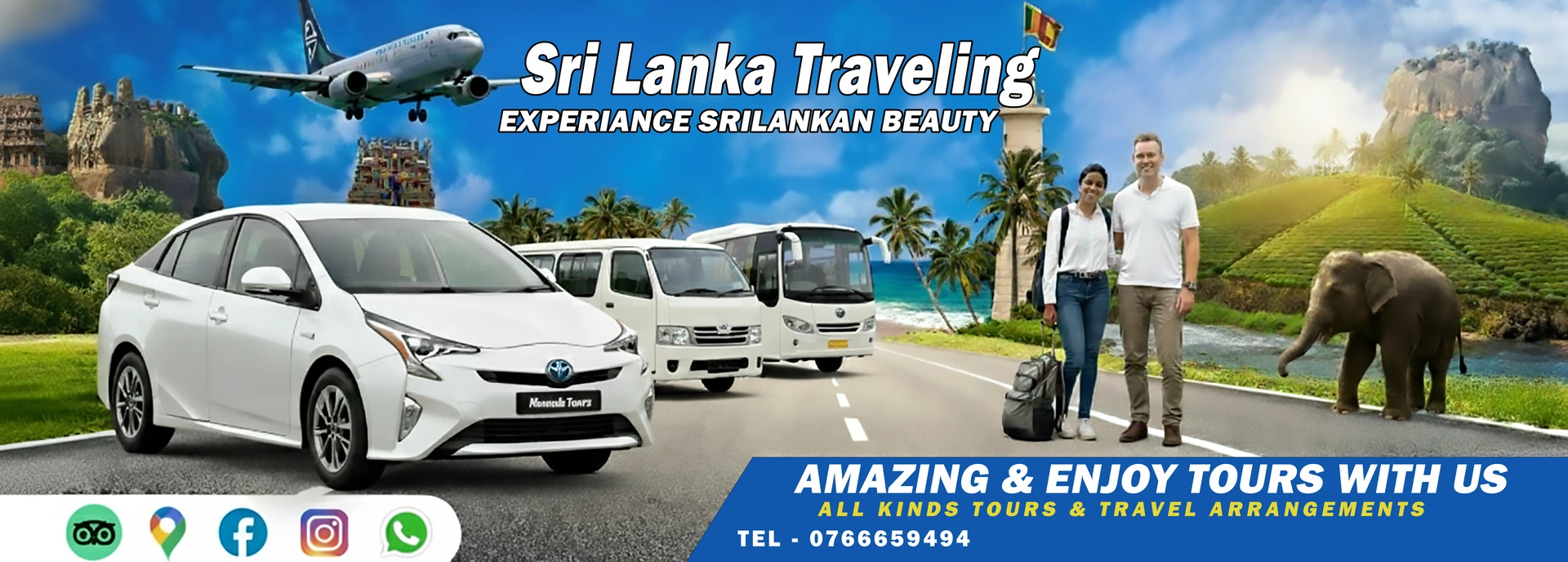 riLankaTraveling.com is your trusted travel and transport partner in Sri Lanka. We provide reliable airport transfers, private taxi services, day tours, round tours, safari adventures, and customized travel plans for local and foreign travelers. Our government-registered, experienced drivers and well-maintained cars, vans, and buses ensure safe, comfortable, and unforgettable journeys across Sri Lanka. Discover beaches, hill country, cultural heritage sites, and wildlife with affordable, friendly, and professional service.